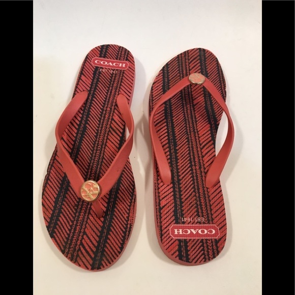 Coach Shoes - Coach Women's Flip-Flops (Coral) Size 11/12